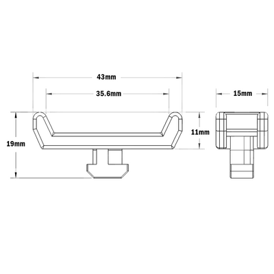 66-130-0 MODULAR SOLUTIONS CABLE TIE DOWNS<br>1/4 TURN CABLE BLOCK, 45MM, GRAY